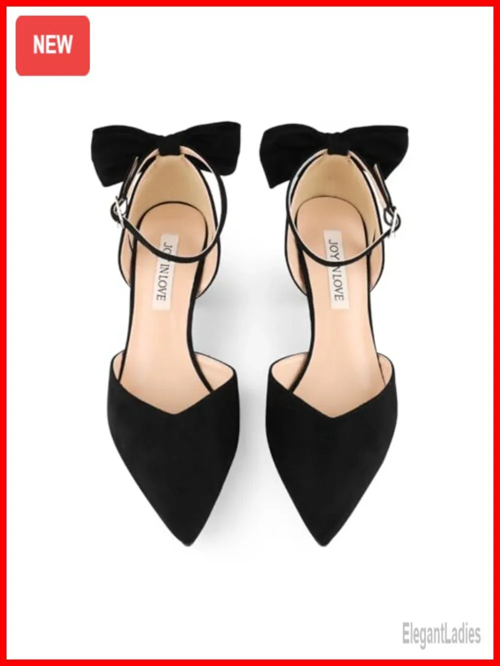 Faux Suede Kitten Heel Pumps with Bow Ankle Strap Dress Shoes